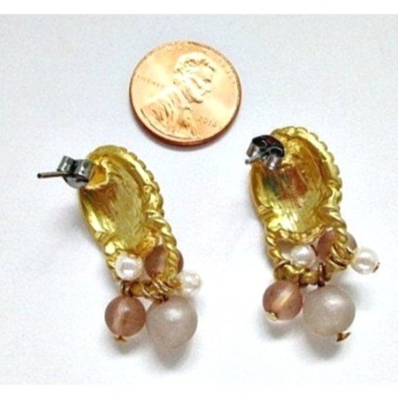 Pearls and Beads Pierced Earrings Vintage Jewelry - Picture 3 of 3